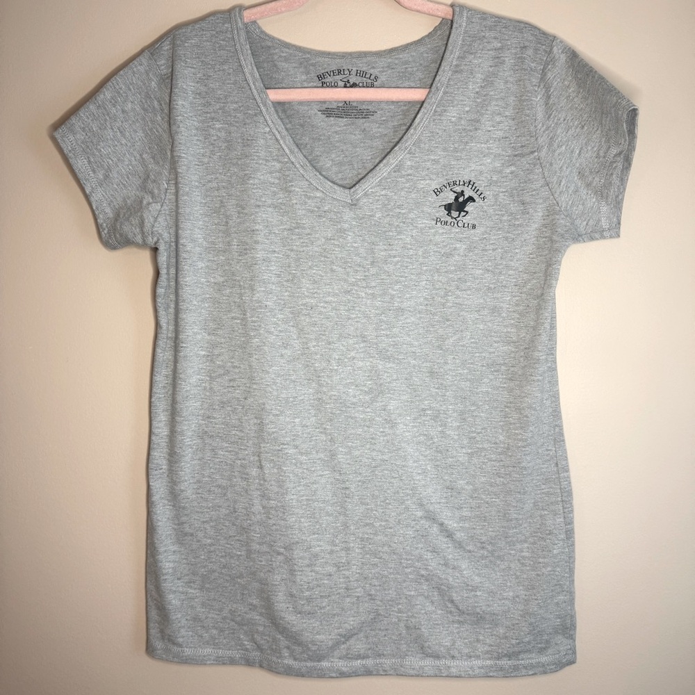 Beverly Hills Polo Club Women Gray Short Sleeve T Shirt SZ/XL